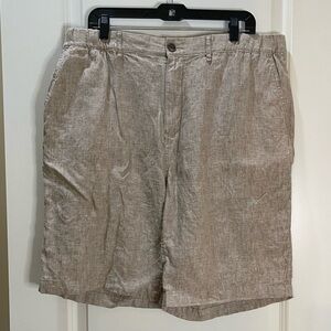 Caribbean Khaki Linen Flat Front Shorts Size 40